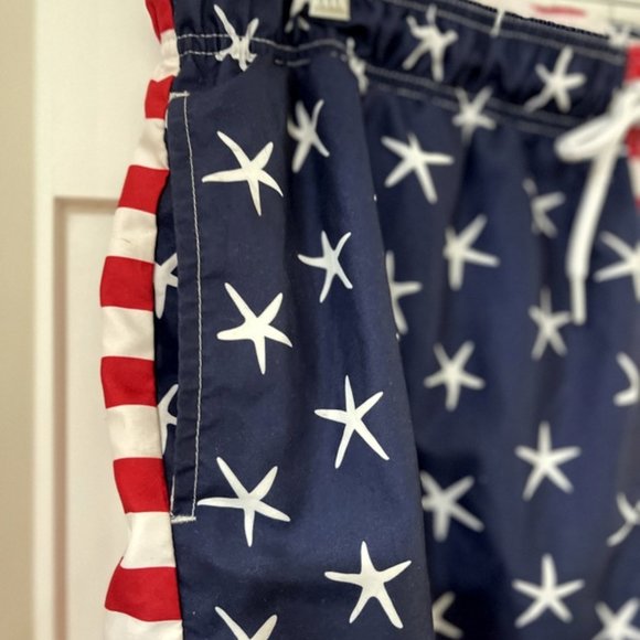 Patriotic Men's Swim Trunks XL Stars and Stripes Shorts Mesh Lined Drawsting NEW - Picture 2 of 7